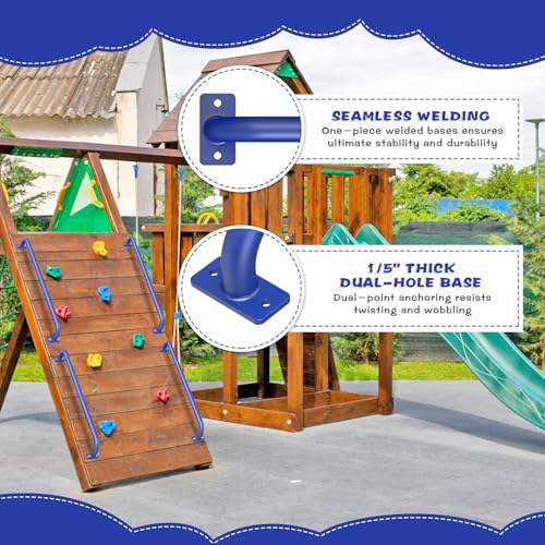 SELEWARE 42" Blue Playground Ladder Handle Metal Playset Handles Grab Bars | 500LB 2Pcs Heavy Duty Steel Kids Playground Handles for Indoor/Outdoor Ladder Handrail Swing Set Treehouse Rock Climbing Wall - color: D: 42"-2 Pcs-blue