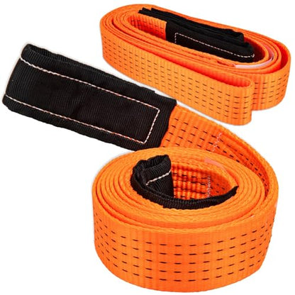 2 Pcs 2" x 10FT Heavy Duty Nylon Lifting Slings and Straps | 15000lb Capacity Flat Eye Rigging Strap for Hoist, Towing, Moving, Tree Saver Recovery and Winch