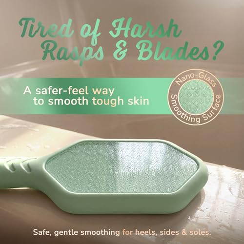 SILKLE Nano Glass Foot File - Foot Callus Remover for Feet & Foot Scrubber | Silicone Grip for Non-Slip Control - Foot Scrubber for Dead Skin, Heel Scraper for Cracked Heels & Foot Exfoliator - Green - style: Green