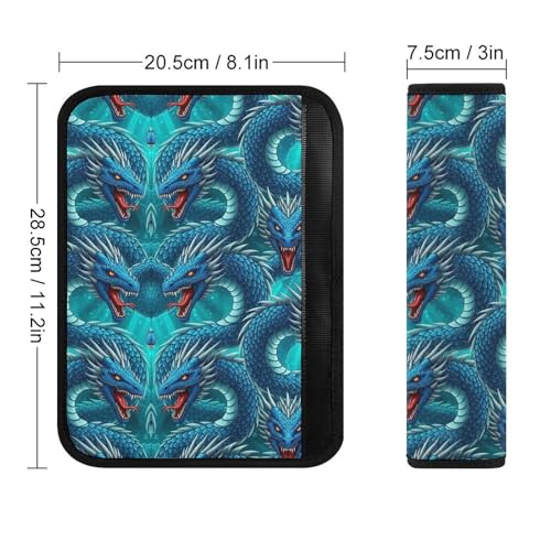 Soft Padded Car Seat Belt Pad for Child, Most Cars, 2 Piece Blue Cool Dragon Seat Belt Cushion Comfortable Driving - color: Pattern 1182
