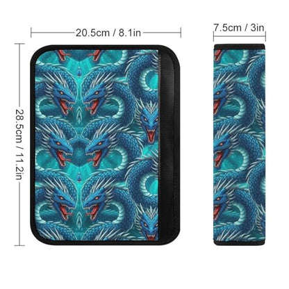 Soft Padded Car Seat Belt Pad for Child, Most Cars, 2 Piece Blue Cool Dragon Seat Belt Cushion Comfortable Driving - color: Pattern 1182