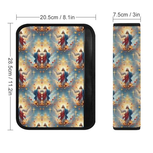 1 Pair Universal Soft and Comfortable Car Seat Belt Pad for Girls and Boys, Most Cars, Religious Christian Jesus Christ God Harness Pads Strap, Neck and Shoulder Support - color: Pattern 548