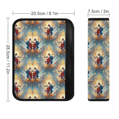 1 Pair Universal Soft and Comfortable Car Seat Belt Pad for Girls and Boys, Most Cars, Religious Christian Jesus Christ God Harness Pads Strap, Neck and Shoulder Support - color: Pattern 548