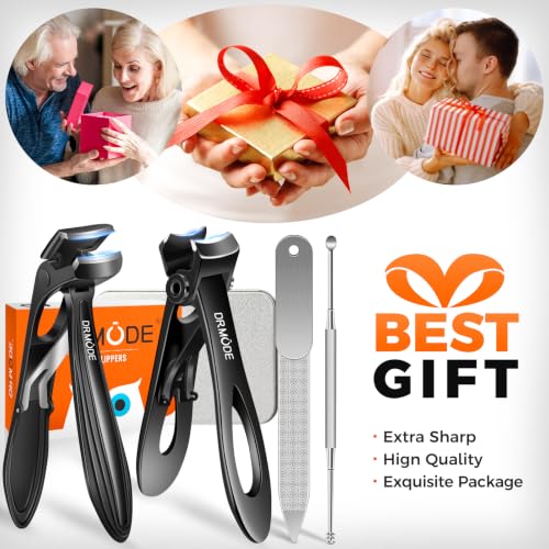 Toenail Clippers for Thick Toenails for Seniors, Angled Head Long Handled Toe Nail Clippers for Men with Wide Jaw Opening, Heavy Duty Large Finger Nail Clippers Adult Cutter with Catcher, Black - style: Black Wide Opening & Angled Head