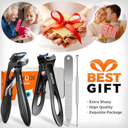 Toenail Clippers for Thick Toenails for Seniors, Angled Head Long Handled Toe Nail Clippers for Men with Wide Jaw Opening, Heavy Duty Large Finger Nail Clippers Adult Cutter with Catcher, Black - style: Black Wide Opening & Angled Head