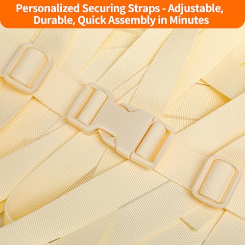 BEYOURD 1 inch Buckles and Strap Set: 10 yards Polyester Webbing Strapping, 6 pack Dual Adjustable Side Release Plastic Buckles, 12 PCS Tri-Glide Slider Clips for DIY Projects, Cream - color: Cream