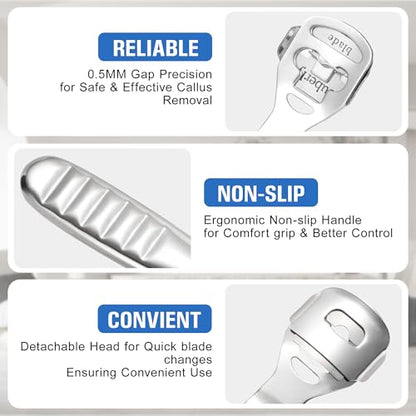 MIUKAA Callus Shaver Kit with 10 Blades, Callus Remover for Feet & Hands, Professional Dead Skin and Corn Removal Tool, Heel Scraper for Cracked Heels - Pedicure Tools for Smooth Feet