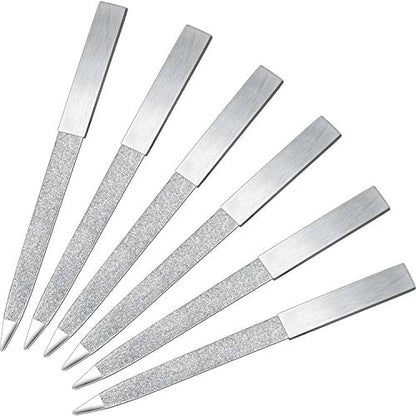 Mudder 6 Pieces Diamond Nail File Stainless Steel Double Side Nail File Metal Buffer Women Men Fingernails Toenails Manicure for Salon and Home, Silver(5 Inch) - size: 5 Inch (Pack of 6)
