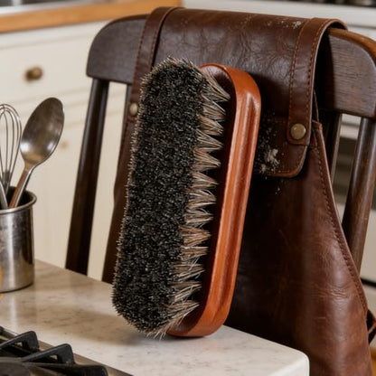 Premium Horsehair Shoe Brush Set - Leather Care Tool Kit for Bags, Boots & Shoes Shine, Polish and Buffing