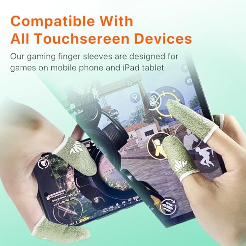 JWH Ultra-Thin Silver Fiber Gaming Finger Sleeves,Green Thumb Sleeves Gaming Cots,10 Pack Gaming Finger Gloves for PUBG,with Storage Box,High Sensitivity,Anti-Slip,Fundas para Dedos Gamer - color: 10Pcs Green + Storage box