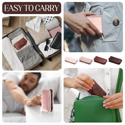 Coume 24 Sets Mini Manicure Set Bulk for Women Men Gifts for Coworkers Nail Grooming Kit 8 in 1 Nail Clippers Kit Luxurious Travel Case Stainless Steel Nails Clipper Set(Brown Series) - color: Brown Series