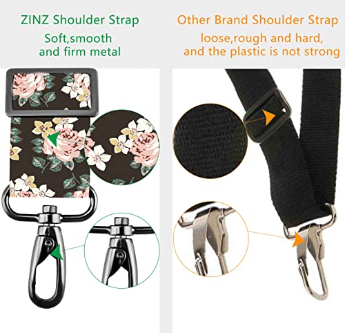 ZINZ Shoulder Strap 58" Ultra-Thick Fixed Padded and Adjustable Buckles Crossbody Strap for Briefcase Laptop Bag Luggage - color: Black Rose
