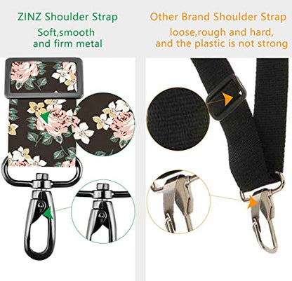 ZINZ Shoulder Strap 58" Ultra-Thick Fixed Padded and Adjustable Buckles Crossbody Strap for Briefcase Laptop Bag Luggage - color: Black Rose