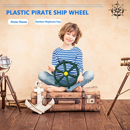 Playground Steering Wheel Plastic Pirate Ship Wheel Playground Swingset Steering Wheel Playset Accessories for Kids Outdoor Backyard Playhouse Treehouse (1, Green) - color: Green