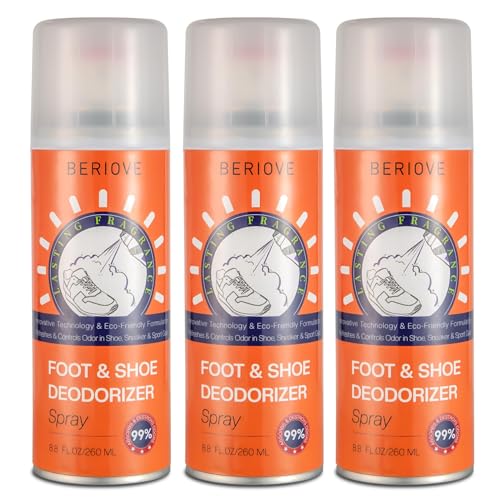 Long-Lasting Shoe Deodorizer Spray : Foot Odor Eliminator for Men’s & Women’s Shoes - Shoe Odor Eliminator for All Footwear Types (3 Pack)