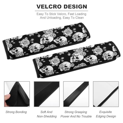 2 Pack Skull Floral Car Seat Straps Shoulder Pads Soft Padded Shoulder Harness Cover for Adult Use, Stroller Pushchair High Chair, Pressure Relief - color: Pattern 1135