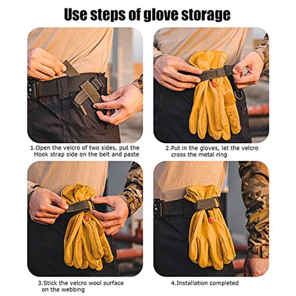 FAZee Glove Holder for Duty Belt Gloves Strap Work Gloves Safety Clip Outdoor Tactical Glove Keeper Climbing Rope Storage with 360° Swivel Hook Buckle
