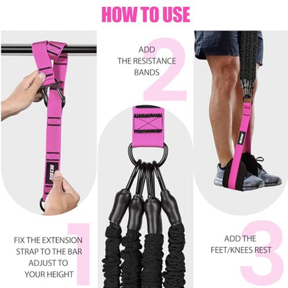 Pull Up Assistance Bands 260lbs, Heavy Pull Up Bands Resistance Bands for Pull Ups Working Out with Feet Rest, Pull Up Bar Bands Assistance Bands Strength Training Workout Equipment, Height Adjustable - color: Rose Red