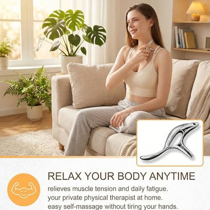 Trigger Point Massage Tool,Stainless Steel Muscle Scraper Tool,Gua Sha,Fascia Blaster for Body Pain Relief,Items Thumb Saver Acupressure Tool,Fascia Release Tools for Full Body Pain Relief