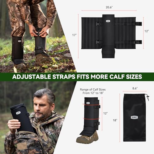 Snake Gaiters Chaps, Durable Lower Legs Anti-Snake Bite Guards - color: Black
