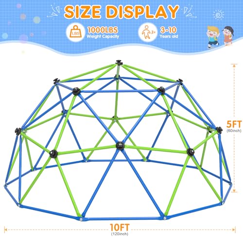 Climbing Dome Jungle Gym 10ft Outdoor Playset Kids Playground Equipment - color: Blue