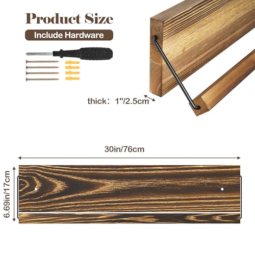 Nisorpa 2 Pcs Wall Mounted Shoe Rack Rustic Burnt Wood, Wall Hanging Shoe Rack Mounted, Shoes Storage Organizer Footwear Holder for Entryways Closet Mudroom Hallways, 30 Inch, Holds 3 Pairs - size: 30 inch