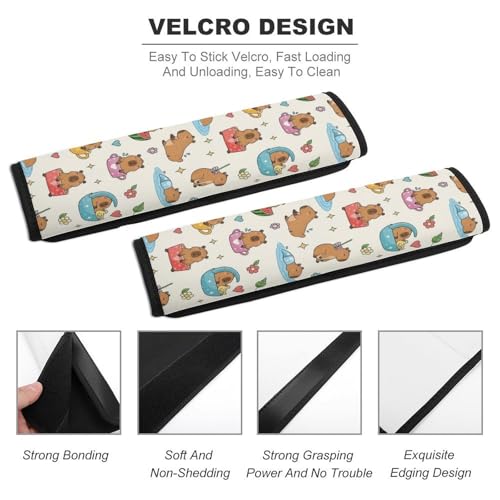 Soft Padded Seat Belt Cover for Girls and Boys, Stroller Pushchair High Chair, 2 Piece Cute Capybaras Floral Shoulder Protector Anti-Slip Pad - color: Pattern 859