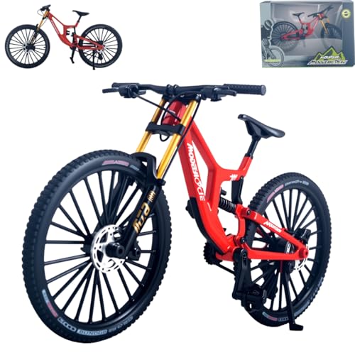 1:8 Scale Mountain Bike Toy DS Die-Cast Mini Finger Bicycle Model Desktop Decoration DH Alloy Bike Action Figurine Toy for Cake Topper Crafts (Red) - color: Red