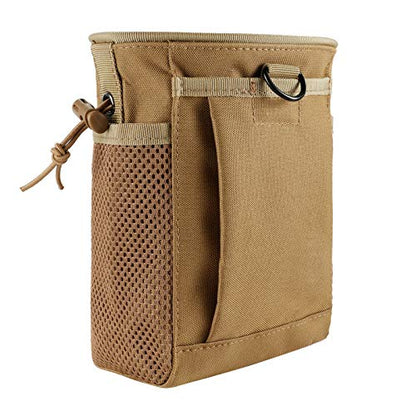 FRTKK Tactical Molle Drawstring Magazine Dump Pouch Outdoor Ammo Pouch, Adjustable Military Utility Belt Fanny Hip Holster Bag - color: Tan