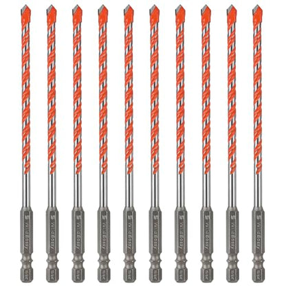 Concrete Carbide Drill Bits 15/64" (10PCS) | Hex Shank Masonry Cement Tile Drill Bit Set for Glass/Brick/Plastic/Cement/Tile - size: 15/64"