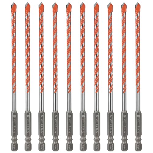Concrete Carbide Drill Bits 15/64" (10PCS) | Hex Shank Masonry Cement Tile Drill Bit Set for Glass/Brick/Plastic/Cement/Tile - size: 15/64"
