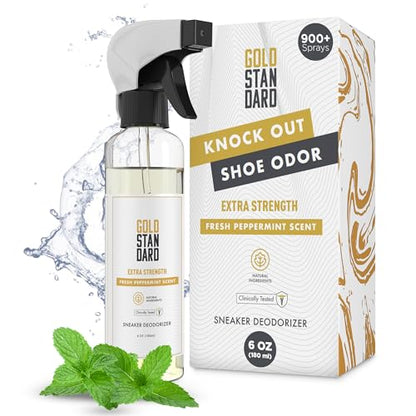 Gold Standard Natural Shoe Deodorizer Spray 6 oz Peppermint Odor Eliminator | Long-Lasting Freshness for Sneakers, Boots & Athletic Shoes - size: 6 Fl Oz (Pack of 1)