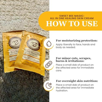 Sweet Bee Naturals All-in-One Skin Balm Sachets - 4ml Each, Certified Organic, Deep Moisture & Hydration for On-the-Go Skincare, Ideal for Busy Lifestyles, Travel-Friendly - 15 Pack - size: 0.14 Ounce (Pack of 15)