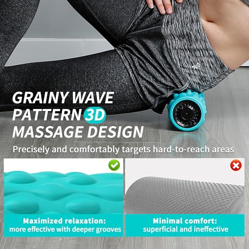 Vibrating Foam Roller,Electric Deep Tissue Massage Roller for Muscle Recovery & Back Pain Relief,4-Speed High Intensity Trigger Point Foam Roller with Carry Bag,Rechargeable Yoga Fitness Roller Blue - color: Blue