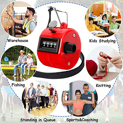 PETKNOWS 5Pcs Handheld Tally Clicker Counter 4 Digital Number for Sports | School Event Golf Sports Office Stadium, 4 Digital Number Clicker, 5 Pcs Handheld Counter Bulk - color: Red & Black & Yellow & Green & Blue
