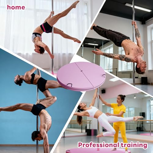 Pole Dance Exercise Mat, Round PU EPE Padding Crash Pads, Lightweight Foldable Design for Home, Gym, Yoga