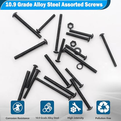 mxuteuk 420PCS M3 Screws,M3x30/35/40/45/50mm Button Head Socket Cap Screws Bolts Nuts Kit,10.9 Grade Alloy Steel M3 Bolts with Hex Wrench - size: 420PCS M3 x 30/35/40/45/50mm, style: Hex Socket Button Head