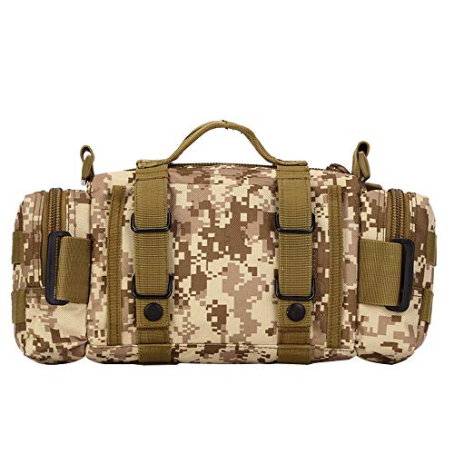Utility 3P Military Tactical Duffle Waist Bags MOLLE Assault Shoulder Backpack Multifunction EDC Pouches Heavy Duty Fanny Packs (Desert camouflage) - color: Desert Camouflage