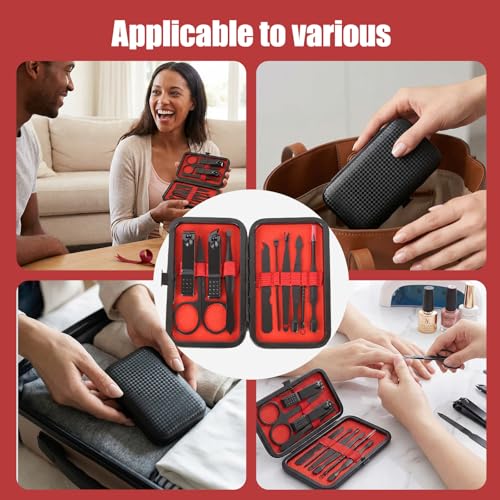 Grooming Kit Home and Travel-Manicure Set 8, Nail Clipper Set, Portable Nail Kit, Travel Nails Kits(Black) - color: Black, size: 10 Piece Set