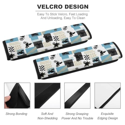 Breathable Seat Belt Shoulder Pad for Adults and Children, Stroller Pushchair High Chair, 2 Pack Racing Motocross Motorbike Dirt Bike Plaid Neck Strap Covers Easy Install (No Tool) - color: Pattern 931
