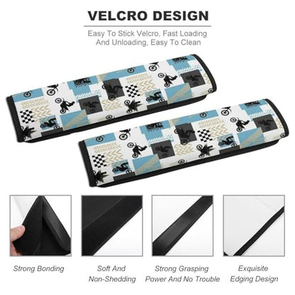 Breathable Seat Belt Shoulder Pad for Adults and Children, Stroller Pushchair High Chair, 2 Pack Racing Motocross Motorbike Dirt Bike Plaid Neck Strap Covers Easy Install (No Tool) - color: Pattern 931