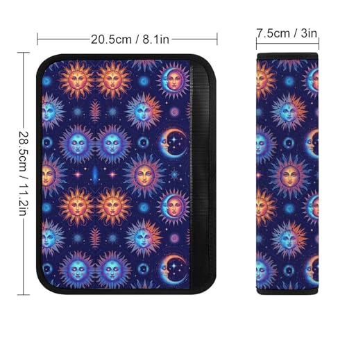 Universal Soft and Comfortable Sun Moon Celestial Cosmic Seat Belt Shoulder Pad for Girls and Boys, Most Cars, 2 Pack Seat Belt Covers Cushion Shock Absorption - color: Pattern 135