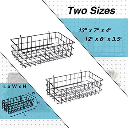 RightArrange Pegboard Basket Set of 2 - XLarge + Large Size Basket, Black - Hooks to Any Peg Board - Organize Tools, Workbench, Accessories, Garage Storage - Wall Organizer Attachments - size: d. Sizes L+XL Pack