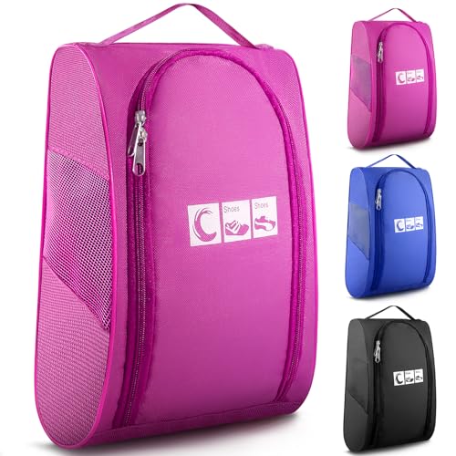Ailaka Portable Oxford Travel Shoe Bag, Waterproof Shoe Packing Storage Organizer with Zipper Closure - color: Rose Red