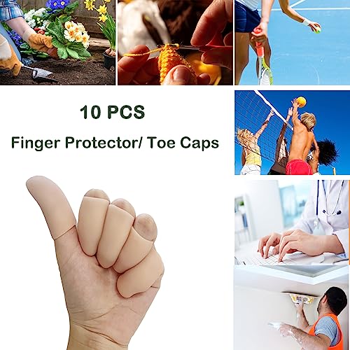 Kris-kikomy 10Pcs Gel Finger Cots Medium, Finger Protector Support NEW MATERIAL Finger Sleeves Great for Trigger, Hand Eczema, Cracking, Arthritis and More