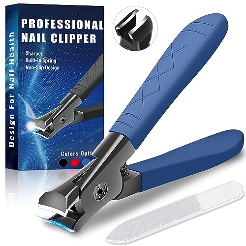 Professional Ultra Sharp Nail Clippers for Thick Finger & Toenails - Long Handle, Suitable for Men, Women & Seniors - size: blue