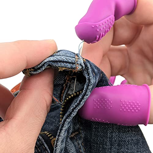 Finger Protectors | X-Thick Protection (3) - Medium Index | Standard Size Small (3) Medium (3) | Silicone Non-Stick Mat (1) for Hot Glue | Butterfly-Pins (Not Heat Resistant) for Sewing - color: [9-Pack] Xtra Thick Medium (3) - Small (3) - Medium (3)
