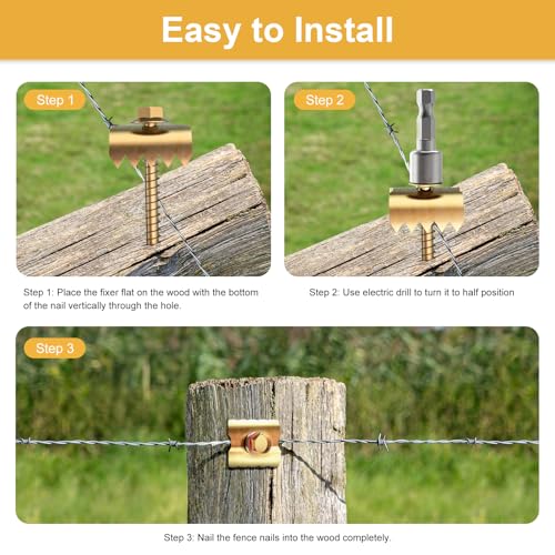 200 Pcs 2'' Fence Staples, Reusable Fasteners with Wire Fixer, Nails for Wire Mesh and Woven Fencing, Quickly Install Screws with Cordless Drill - size: 200PCS