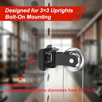 Aluminum Alloy Rotating Pulley Attachment for 3×3 Power Racks Heavy-Duty Cable Pulley with 180° Pivot Smooth CNC Machined Wheel Bolt-On Cable Station Upgrade for Home Gym - color: 1 piece only