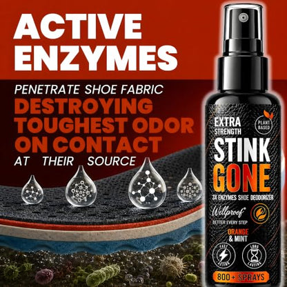 Stink Gone Shoe Deodorizer Spray - Extra Strength with Enzyme Formula for Shoe Odor Elimination in All Footwear, 3.4oz